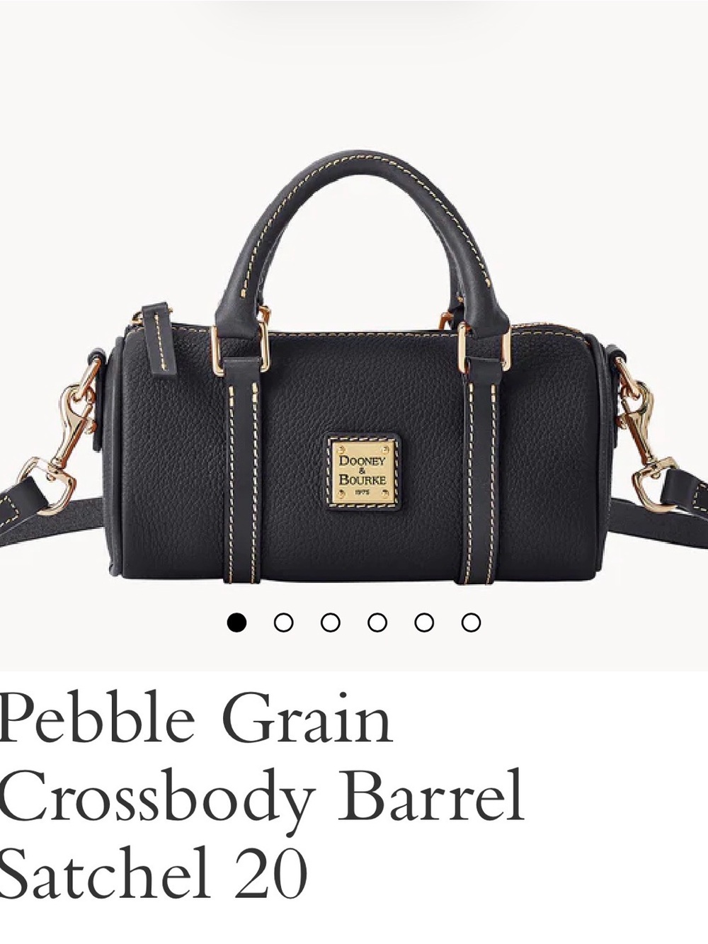 Dooney & Bourke Black Pebble Grain Barrel Crossbody Bag with Gold Hardware
